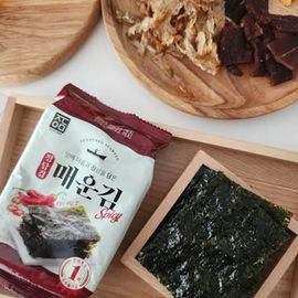 Jeongdamgim Lunchbox Seaweed (Spicy_Kimchi Flavored Seasoning) 5g x 12 Packs– Premium Korean Lunchbox Seaweed  Crispy, Savory, and Fresh